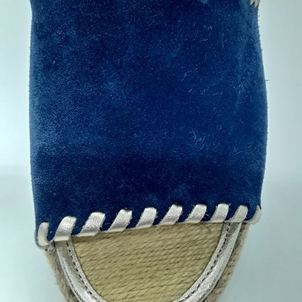 Jack Rogers Palmer Wedges Midnight Blue & Gold Stitching  Size 9M/NWT - Picture 8 of 10